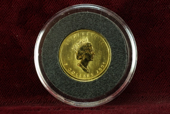 2001 Elizabeth II $5 Gold Half Sovereign, 1/10 oz .9999 Fine Gold