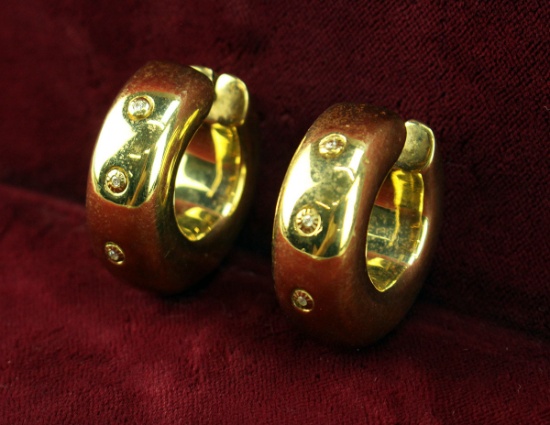 14k Gold Earrings w/ Diamond Accents, 7.1 Grams