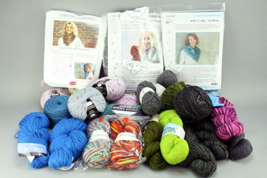 Large Assortment of Wool Yarns, Crochet Patterns & More