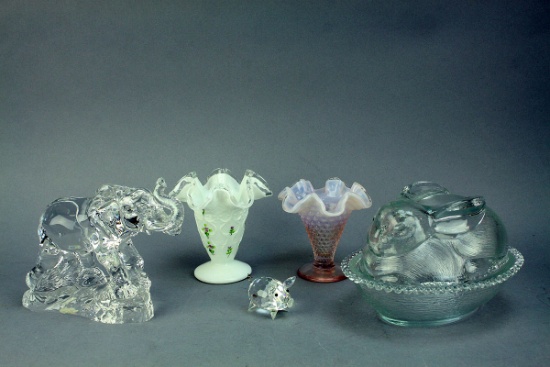 Fenton Vases, Crystal Animals, More