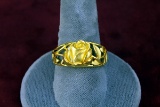 24k Gold Floral Design Ring, Sz. 10, 8.9 Grams