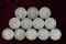 12 Washington Silver Quarters; various dates/mints, see notes