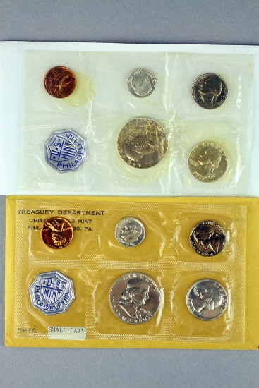 2 US Mint Silver Proof Coin Sets; 1960 & 1961 (note one missing orig envelop.)