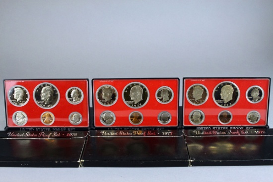 3 US Mint Proof Sets; 1976,1977,1978