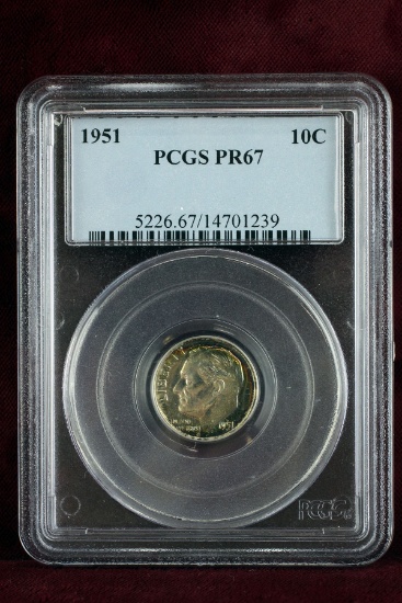 1951-P Roosevelt Silver Dime, PCGS PR67