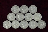 12 1962 Washington Silver Quarters, various mints