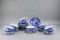 Japanese Blue & White Porcelain Cups & Saucers