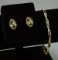 14k Gold Bracelet w/ Colored Stones - 10k Earrings, 12.1 Grams