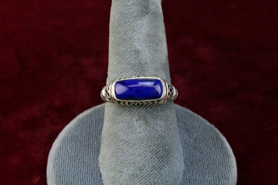 Sterling Silver Ring w/ Lapis Colored Stone, Sz. 8