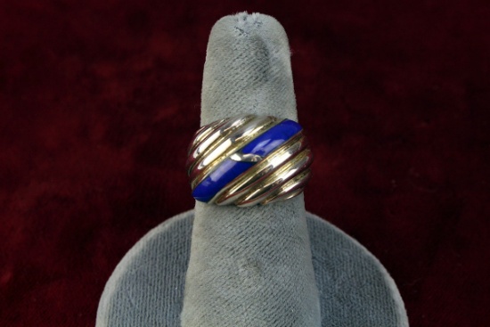 Silver .925 Ring w/ Blue Stone, Sz.