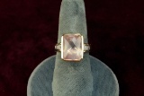 14k Gold Ring w/ Large Pink Faceted Stone, Sz. 7, 7.5 Grams