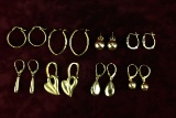 8 Pair of 14k Gold Earrings, 11.4 Grams