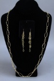 14k Gold Earrings & 10k Gold Necklace, 7.9 Grams Total Weight