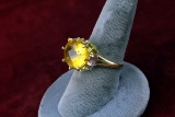 10k Gold Ring - Large Yellow Stone w/ Others, Sz 8, 5.7 Grams