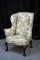 Wing Back Chair - Upholstered w/ Claw Feet