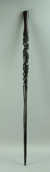 Ebony Colored Carved African Walking Stick