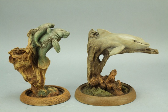 Limited Edition Cain Sculptures - "Fountain of Youth" & "Soft Wave"