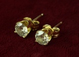 Diamond Stud Earrings - Gold Colored Setting