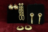 4 Pair of 14k Gold Earrings, 10.2 Grams