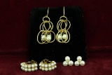 14k Gold Pearl Earrings, 8.6 Grams