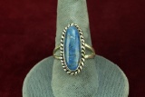 Southwest Style Silver Ring w/ Blue Stone, Sz. 9