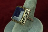 Silver Ring w/ Faceted Blue Stone, Sz. 9.25