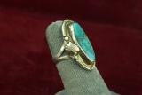 Southwest Style Ring w/ Turquoise Colored Stone, Sz. 4