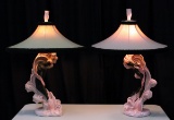 Vintage Mid-Century Reglor of Calif. Chalkware Lamps w/ Shades