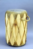 Double Headed Wooden Drum w/ Hide Heads & Handle