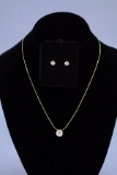 14k Gold Necklace, Pendant & Earrings w/ CZ Stones, 5.6 Grams