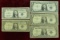 5 $1 Blue Seal Silver Certificates; 1935E, 1957, 2-1957A, 1957B