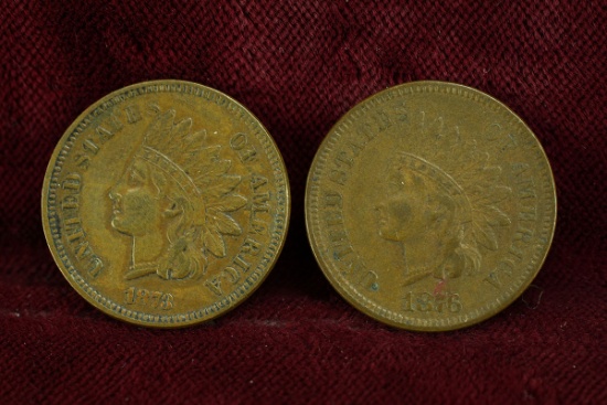2 Indian Head Cents; 1873 & 1876