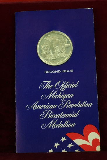 Official 1975 Michigan Sterling Silver Medallion, Second Issue