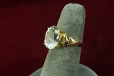 14k Gold Ring w/ Large Faceted Stone, Sz. 5, 3.4 Grams