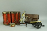 Miniature Canon, Drum Book Ends, Postal Scale, Ammo Pouch