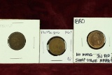 3 Indian Head Cents; 2-1867, 1-1880