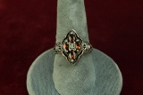 Silver Ring w/ 4 Faceted Stones, Sz. 9