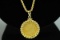 1851 10 Franc Gold Coin on 14k Gold Bezel & Chain, 8.2 Grams