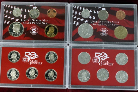 2 US Silver Proof Sets; 2000 & 2001