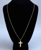 14k Gold Cross Pendant & Chain, 6.8 Grams