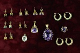 14k Gold Earrings & Pendants w/ Colored Gemstones, 23.7 Grams