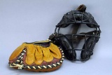 Denkert Leather Catchers Glove & Catchers' Mask, Ca. 1950's