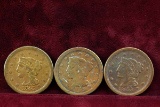 3 US Large Cents; 1843, 1849, 1953