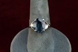 10k Gold Ring w/ Faceted Blue Stone, Sz. 8, 4.1 Grams