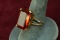 10k Gold Ring w/ Large Faceted Ruby Colored Stone, Sz. 9.5