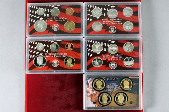 2 US Mint Silver Proof Sets; 2006,2007 w/Presidential $1 Proof Set