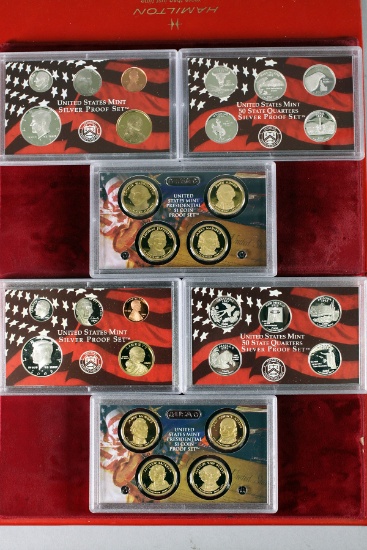 2 US Mint Silver Proof Sets; 2007 w/Presidential $1 Proof Set, 2008