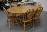 Oak Finished Wood Table & Chairs w/ Pad