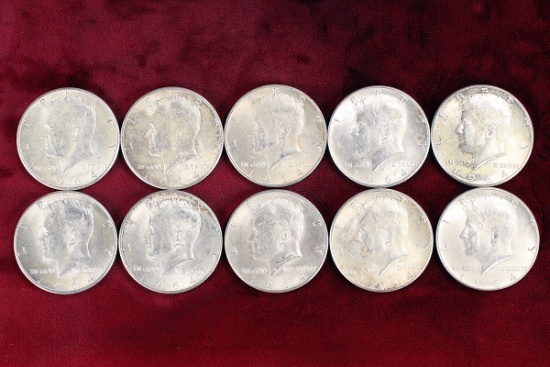 10 - 1964 Kennedy 90% Silver Half Dollars