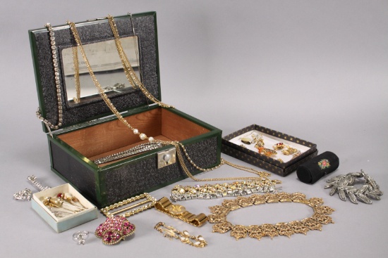 Old Costume Jewelry & Box